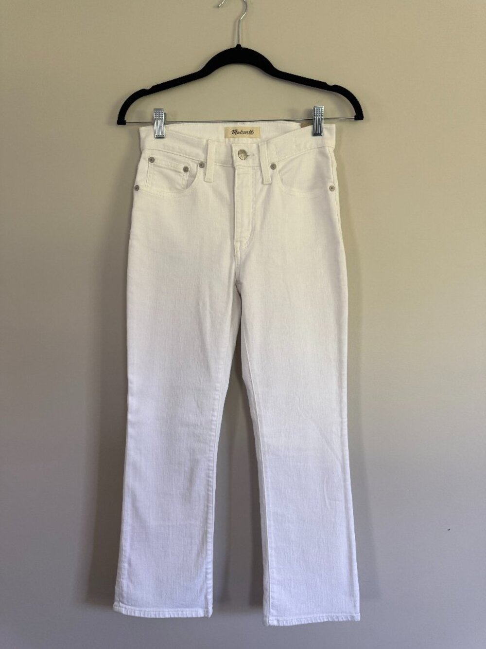 NWT Madewell Cali Demi-Boot Jeans Pure White Magic Pockets Size 25